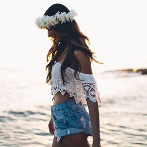 White off the shoulder boho top